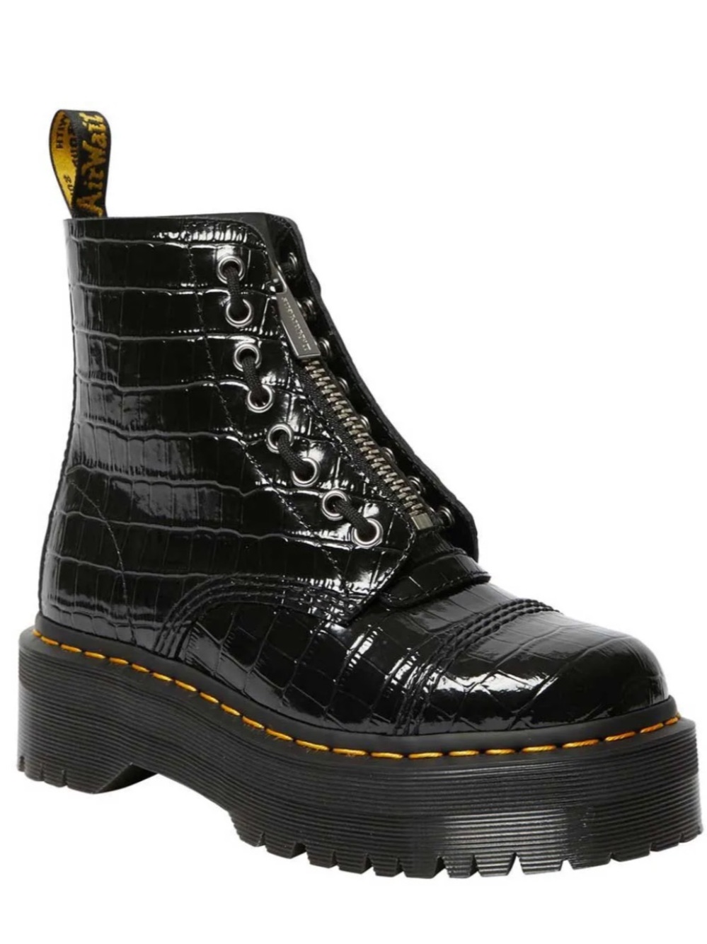 Dr Martens Sinclair Flatform Zipup Boots In Black Croc Size 10 - Picture 5 of 13
